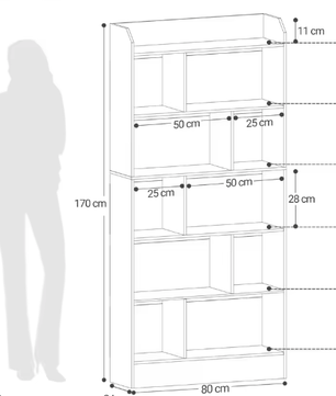 Boekenkast met 6 Compartimenten – Staande Opbergplank voor Woonkamer, Kantoor en Slaapkamer