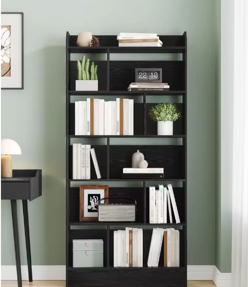 Boekenkast met 6 Compartimenten – Staande Opbergplank voor Woonkamer, Kantoor en Slaapkamer