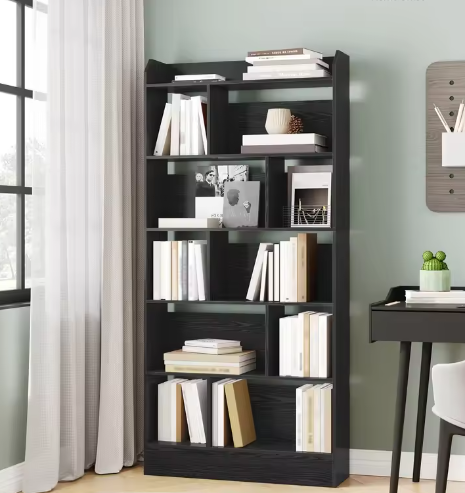 Boekenkast met 6 Compartimenten – Staande Opbergplank voor Woonkamer, Kantoor en Slaapkamer