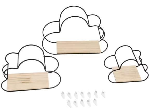 Wolkvormige Wandplanken – Set van 3 Hangende Planken voor Woondecoratie