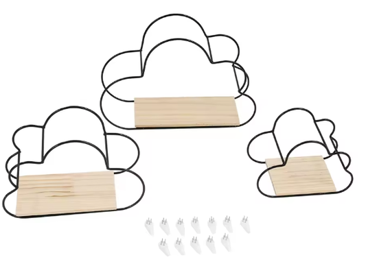 Wolkvormige Wandplanken – Set van 3 Hangende Planken voor Woondecoratie