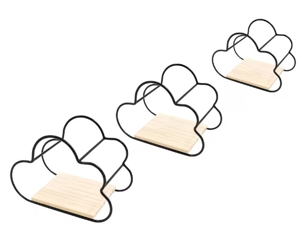 Wolkvormige Wandplanken – Set van 3 Hangende Planken voor Woondecoratie