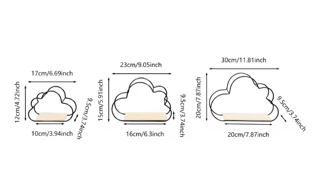 Wolkvormige Wandplanken – Set van 3 Hangende Planken voor Woondecoratie