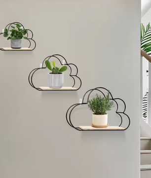 Wolkvormige Wandplanken – Set van 3 Hangende Planken voor Woondecoratie