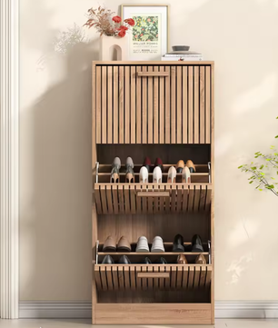 Schoenenkast met 3 Lades – Vintage Houten Schoenenrek