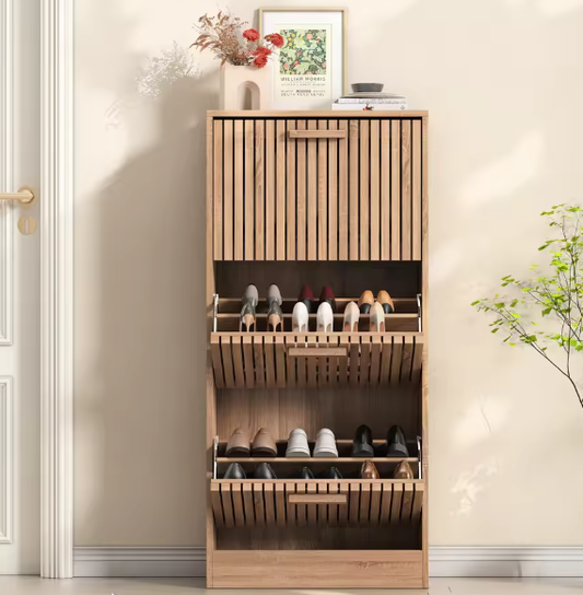 Schoenenkast met 3 Lades – Vintage Houten Schoenenrek