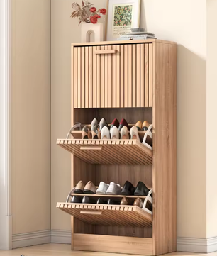 Schoenenkast met 3 Lades – Vintage Houten Schoenenrek