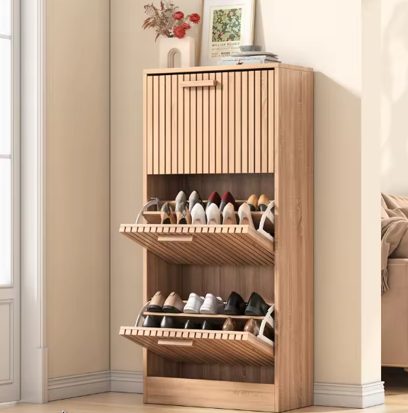 Schoenenkast met 3 Lades – Vintage Houten Schoenenrek