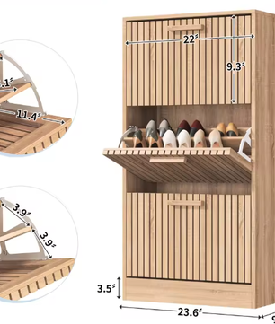 Schoenenkast met 3 Lades – Vintage Houten Schoenenrek