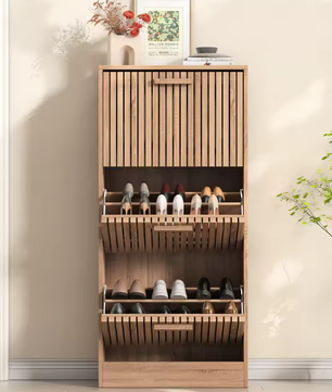 Schoenenkast met 3 Lades – Vintage Houten Schoenenrek