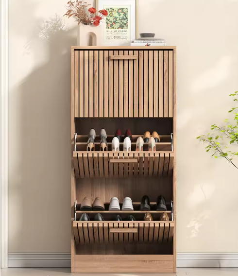 Schoenenkast met 3 Lades – Vintage Houten Schoenenrek