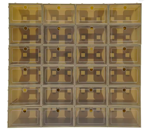 24-Delige Modulaire Schoenenkast met Stapelbare Transparante Opbergdozen – Ruimtebesparend Schoenenrek voor Hal, Slaapkamer, Garderobe en Kastopslag