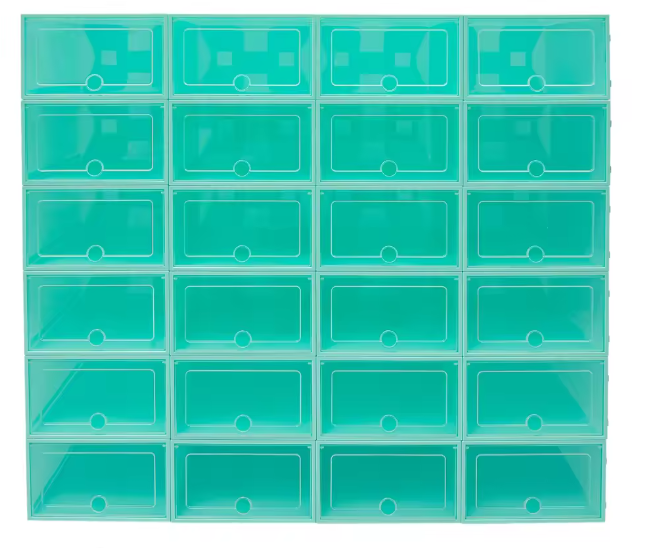 24-Delige Modulaire Schoenenkast met Stapelbare Transparante Opbergdozen – Ruimtebesparend Schoenenrek voor Hal, Slaapkamer, Garderobe en Kastopslag