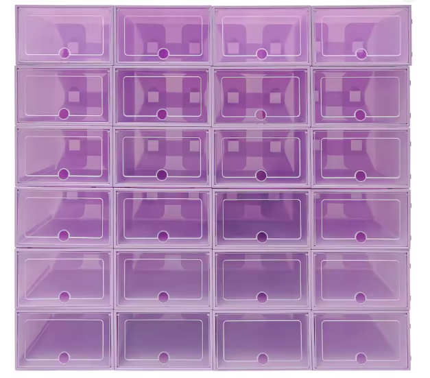 24-Delige Modulaire Schoenenkast met Stapelbare Transparante Opbergdozen – Ruimtebesparend Schoenenrek voor Hal, Slaapkamer, Garderobe en Kastopslag