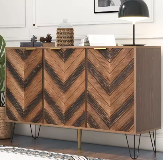 Dressoir met 3 Deuren – Massief Houtfineer, Royale Opbergruimte en amp; Elegante Details