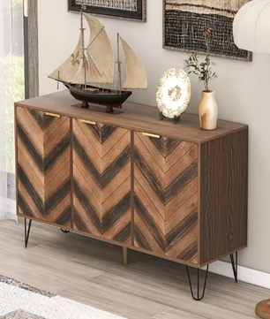 Dressoir met 3 Deuren – Massief Houtfineer, Royale Opbergruimte en amp; Elegante Details