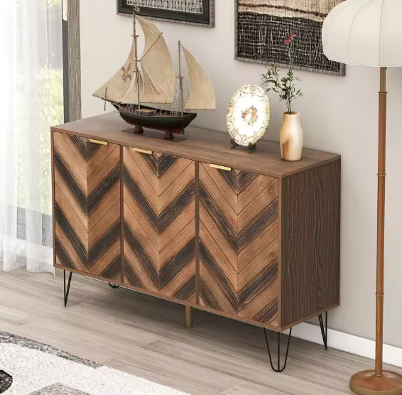 Dressoir met 3 Deuren – Massief Houtfineer, Royale Opbergruimte en amp; Elegante Details