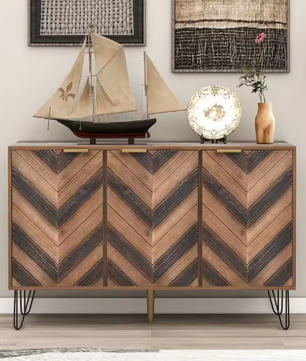 Dressoir met 3 Deuren – Massief Houtfineer, Royale Opbergruimte en amp; Elegante Details