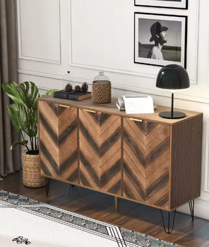 Dressoir met 3 Deuren – Massief Houtfineer, Royale Opbergruimte en amp; Elegante Details