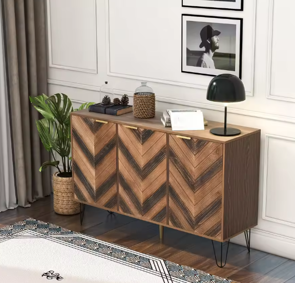 Dressoir met 3 Deuren – Massief Houtfineer, Royale Opbergruimte en amp; Elegante Details