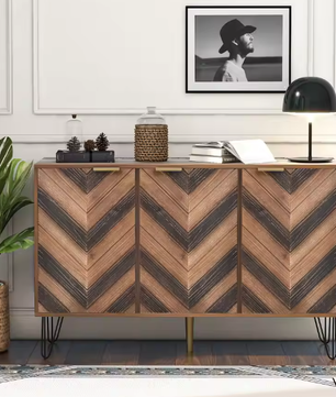 Dressoir met 3 Deuren – Massief Houtfineer, Royale Opbergruimte en amp; Elegante Details