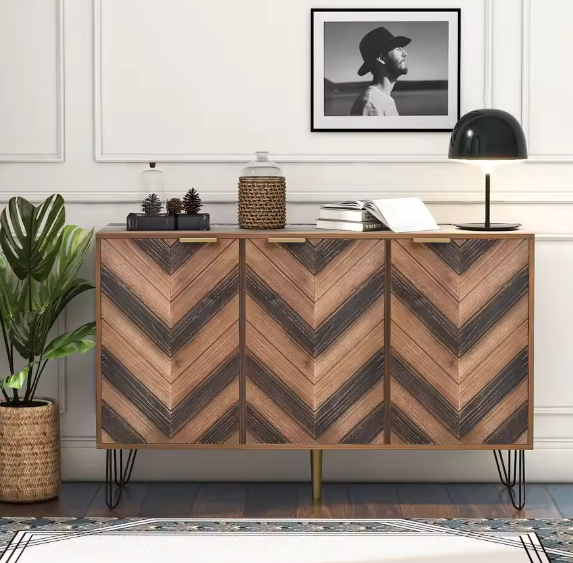 Dressoir met 3 Deuren – Massief Houtfineer, Royale Opbergruimte en amp; Elegante Details