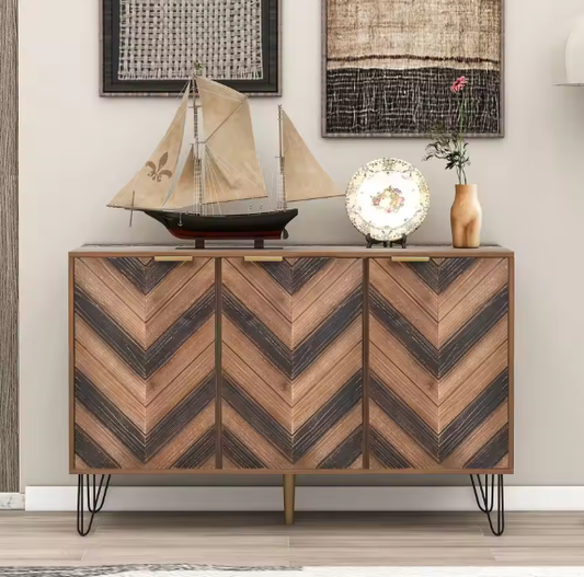 Dressoir met 3 Deuren – Massief Houtfineer, Royale Opbergruimte en amp; Elegante Details