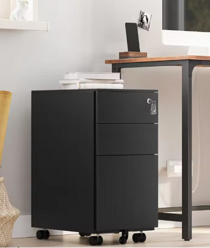 Rolcontainer met 3 Lades – Stalen Archiefkast op Wielen met Slot, 45×30×60 cm