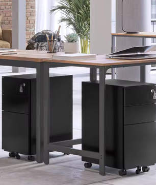 Rolcontainer met 3 Lades – Stalen Archiefkast op Wielen met Slot, 45×30×60 cm