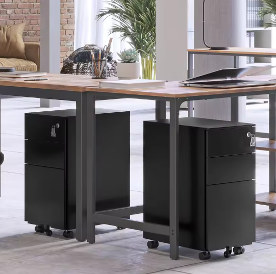 Rolcontainer met 3 Lades – Stalen Archiefkast op Wielen met Slot, 45×30×60 cm