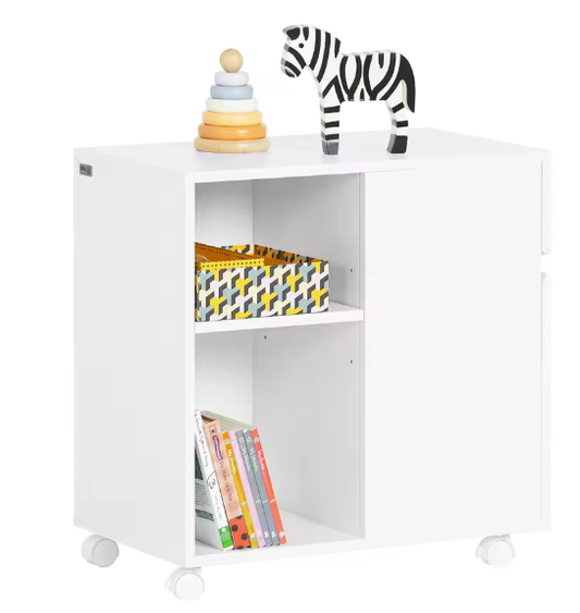 Verrijdbare Printertafel met Lade en Kast – Opbergkast op Wielen voor Kantoor en amp; Thuis