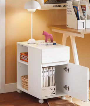 Verrijdbare Printertafel met Lade en Kast – Opbergkast op Wielen voor Kantoor en amp; Thuis