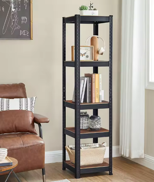 Stevig Industrieel Opbergrek met 5 Verstelbare Planken – Metaal en amp; MDF