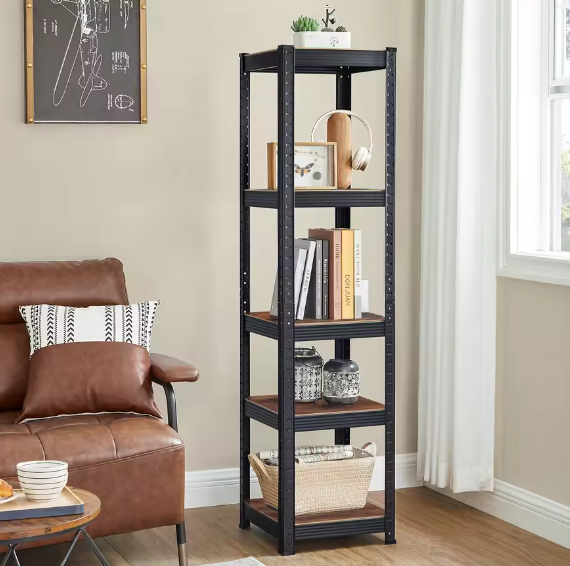 Stevig Industrieel Opbergrek met 5 Verstelbare Planken – Metaal en amp; MDF