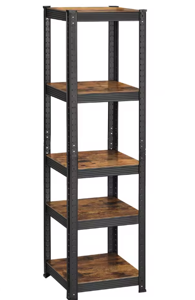 Stevig Industrieel Opbergrek met 5 Verstelbare Planken – Metaal en amp; MDF