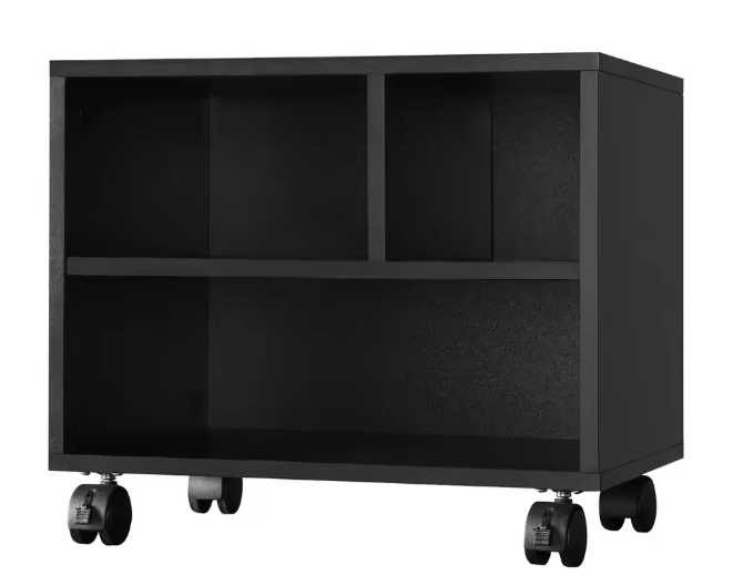 Verrijdbare Printerkast met 3 Open Vakken – Houten Opbergkast voor Kantoor en Thuis