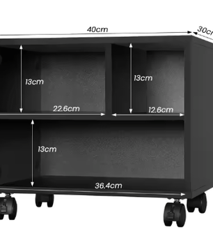 Verrijdbare Printerkast met 3 Open Vakken – Houten Opbergkast voor Kantoor en Thuis