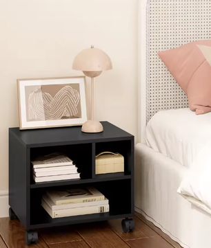 Verrijdbare Printerkast met 3 Open Vakken – Houten Opbergkast voor Kantoor en Thuis