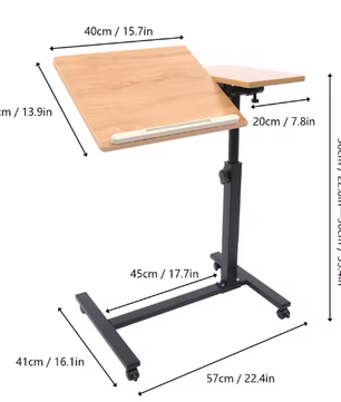 Verstelbare Laptoptafel met Wielen – 360° Draaibaar Bureau 58–90 cm