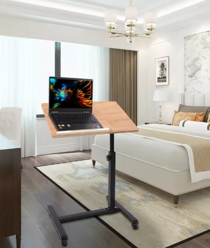 Verstelbare Laptoptafel met Wielen – 360° Draaibaar Bureau 58–90 cm