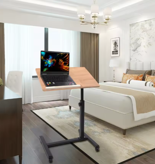 Verstelbare Laptoptafel met Wielen – 360° Draaibaar Bureau 58–90 cm