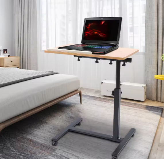 Verstelbare Laptoptafel met Wielen – 360° Draaibaar Bureau 58–90 cm