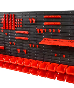 Wandrek met 30 Opbergbakken – Kunststof Gereedschapsrek voor Garage en Werkplaats