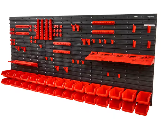 Wandrek met 30 Opbergbakken – Kunststof Gereedschapsrek voor Garage en Werkplaats