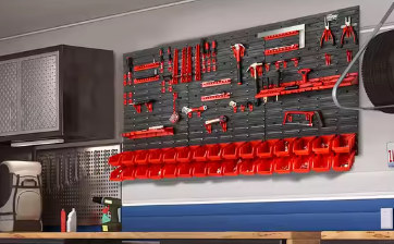 Wandrek met 30 Opbergbakken – Kunststof Gereedschapsrek voor Garage en Werkplaats