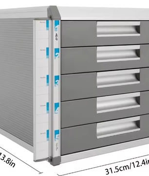 Bureau Organizer met 5 Lades – Aluminium Opbergkast met Slot voor Documenten en Kantoor