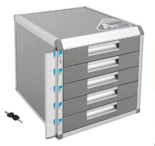 Bureau Organizer met 5 Lades – Aluminium Opbergkast met Slot voor Documenten en Kantoor