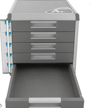 Bureau Organizer met 5 Lades – Aluminium Opbergkast met Slot voor Documenten en Kantoor
