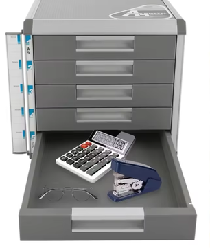 Bureau Organizer met 5 Lades – Aluminium Opbergkast met Slot voor Documenten en Kantoor