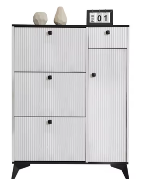 Schoenenkast met 3 Kleppen en Lade – Witte Hal Kast